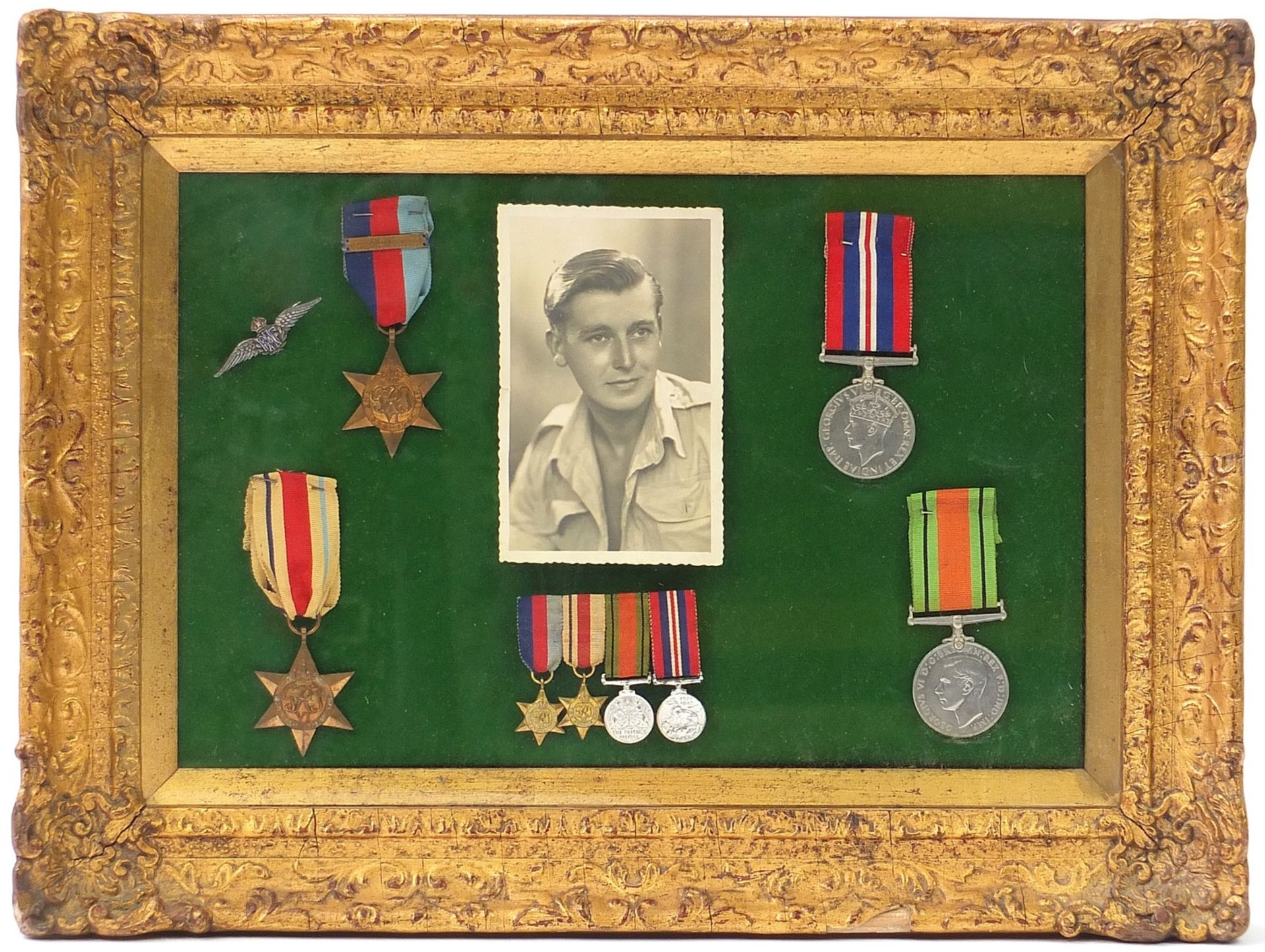 British military World War II militaria including a framed four medal group with dress medals, - Image 4 of 7