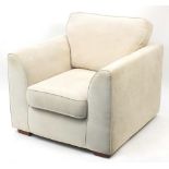 Contemporary armchair with cream upholstery, 88cm H x 90cm W x 92cm D :For Further Condition Reports