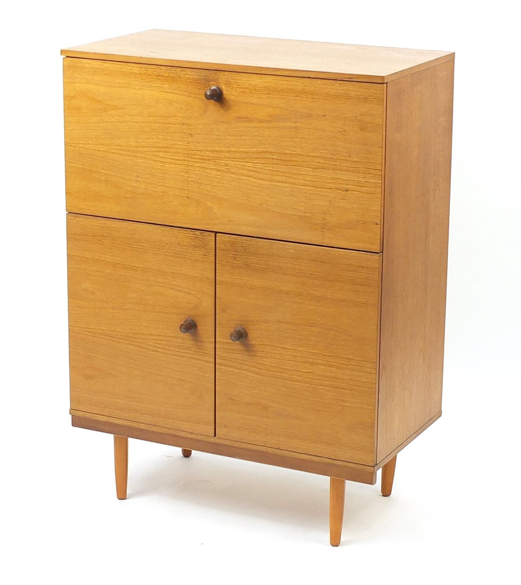 Avalon, 1970's teak cocktail cabinet with rosewood handles, 112cm H x 81.5cm W x 43cm D