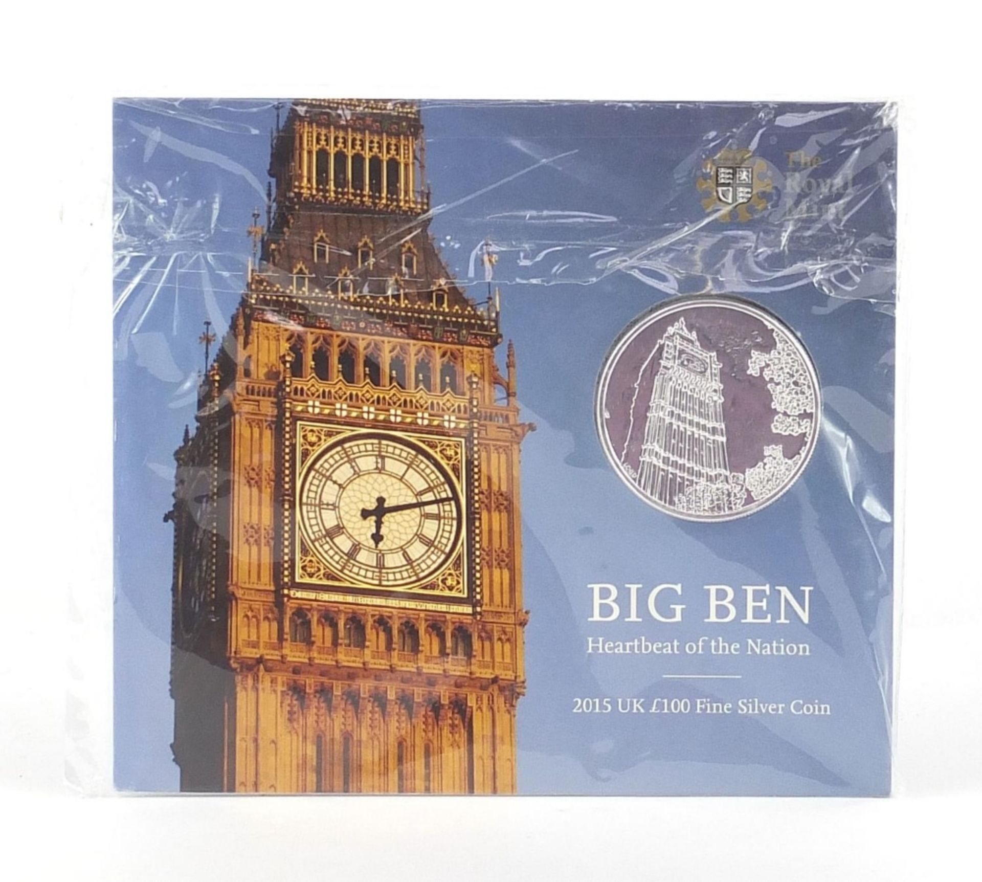 2015 UK one hundred pound fine silver coin commemorating Big Ben :For Further Condition Reports