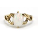 9ct gold cabochon opal ring, size Q, 2.2g :For Further Condition Reports Please Visit Our Website,