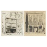 S Russell - Entrance to middle temple and entrance in inner temple London, pair of pencil signed