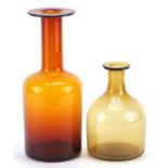 Two Scandinavian glass vases including a Holmgaard Gul example, the largest 30cm high :For Further