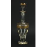 Attributed to Moser, Bohemian glass decanter with gilt foliate bands, 28cm high :For Further