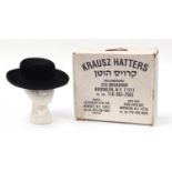 Jewish rabbit fur hat with Krausz Hatters stamp and box :For Further Condition Reports Please