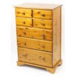 Pine seven drawer chest, 135cm H x 91cm W x 50cm D :For Further Condition Reports Please Visit Our
