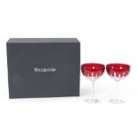 Pair of Waterford Crystal Lismore Pops red cocktail glasses with box, each 17cm high :For Further
