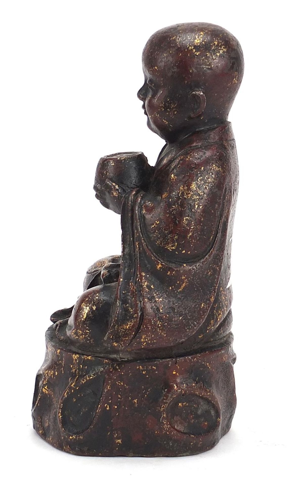 Chino Tibetan partially gilt bronze figure of young Budda, 22.5cm high :For Further Condition - Image 3 of 7