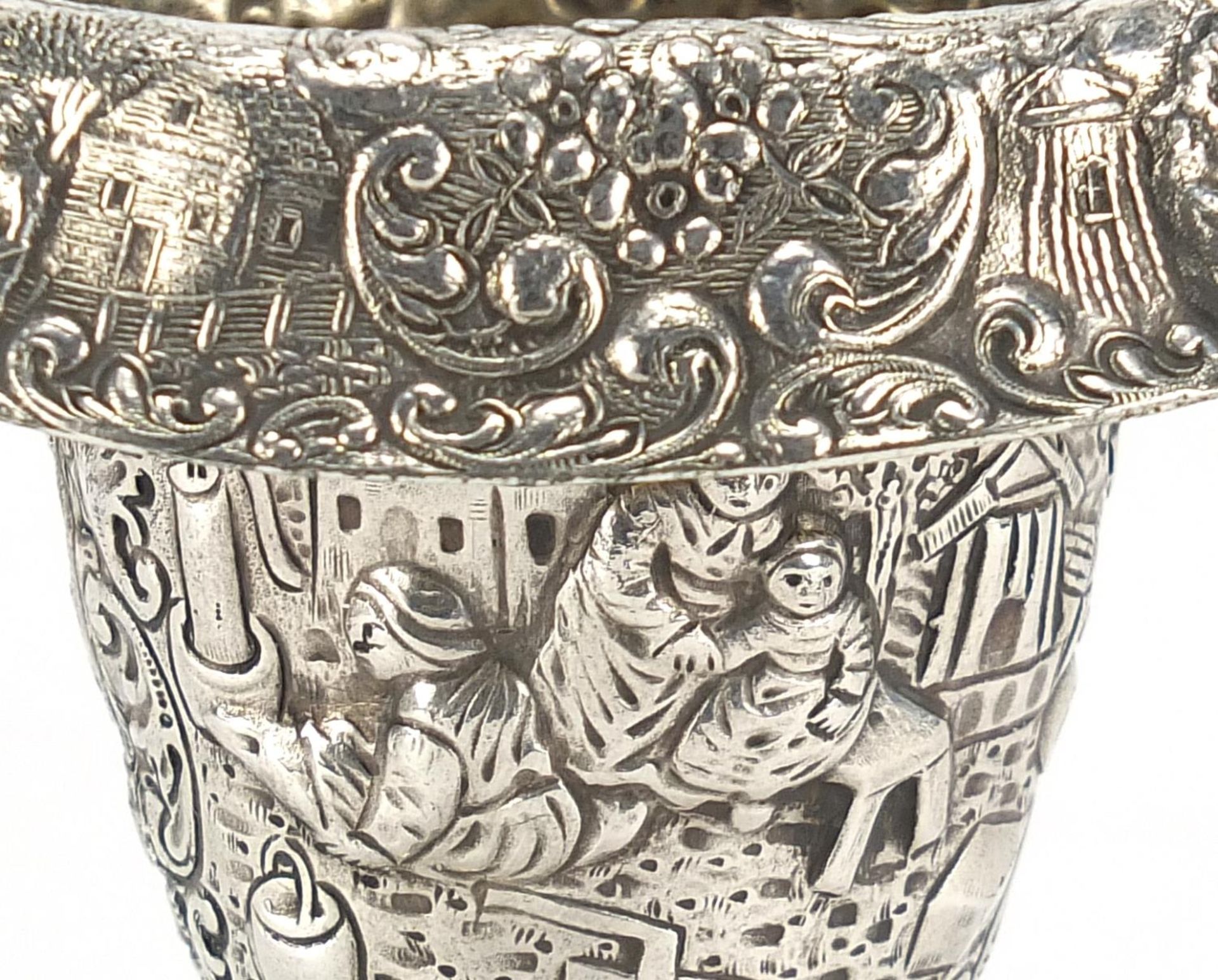 Dutch silver coloured metal basket embossed with village scenes, Barbour SP Co International - Image 2 of 5