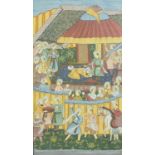 Figures praying, Indian Mughal school watercolour, framed and glazed, 52cm x 34cm excluding the