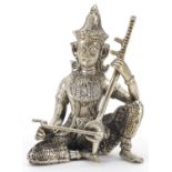 Thai silvered metal deity, 12cm high :For Further Condition Reports Please Visit Our Website,