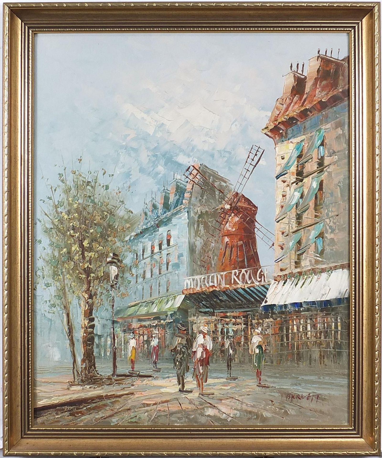 Burnett - Parisian street scenes with figures, pair of Impressionist oil on canvasses, mounted and - Image 3 of 9