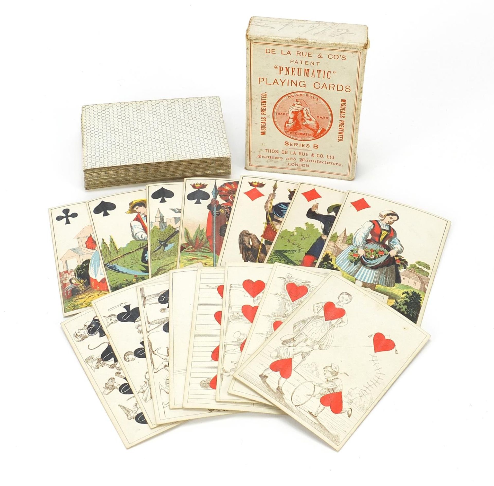 Antique Pneumatic fortune telling playing cards, De La Rue and Co's series B : For Further Condition