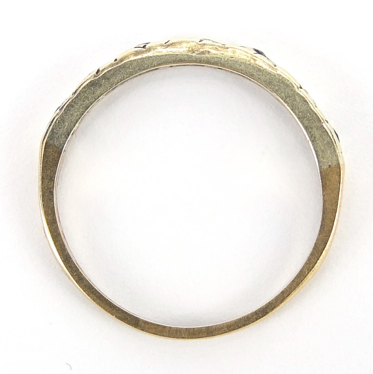 9ct gold diamond and sapphire half eternity ring, size N, 1.6g : For Further Condition Reports - Image 4 of 7