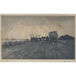 Greta Deleaney - Cornfield, pencil signed aquatint, details verso, mounted, framed and glazed, 24.