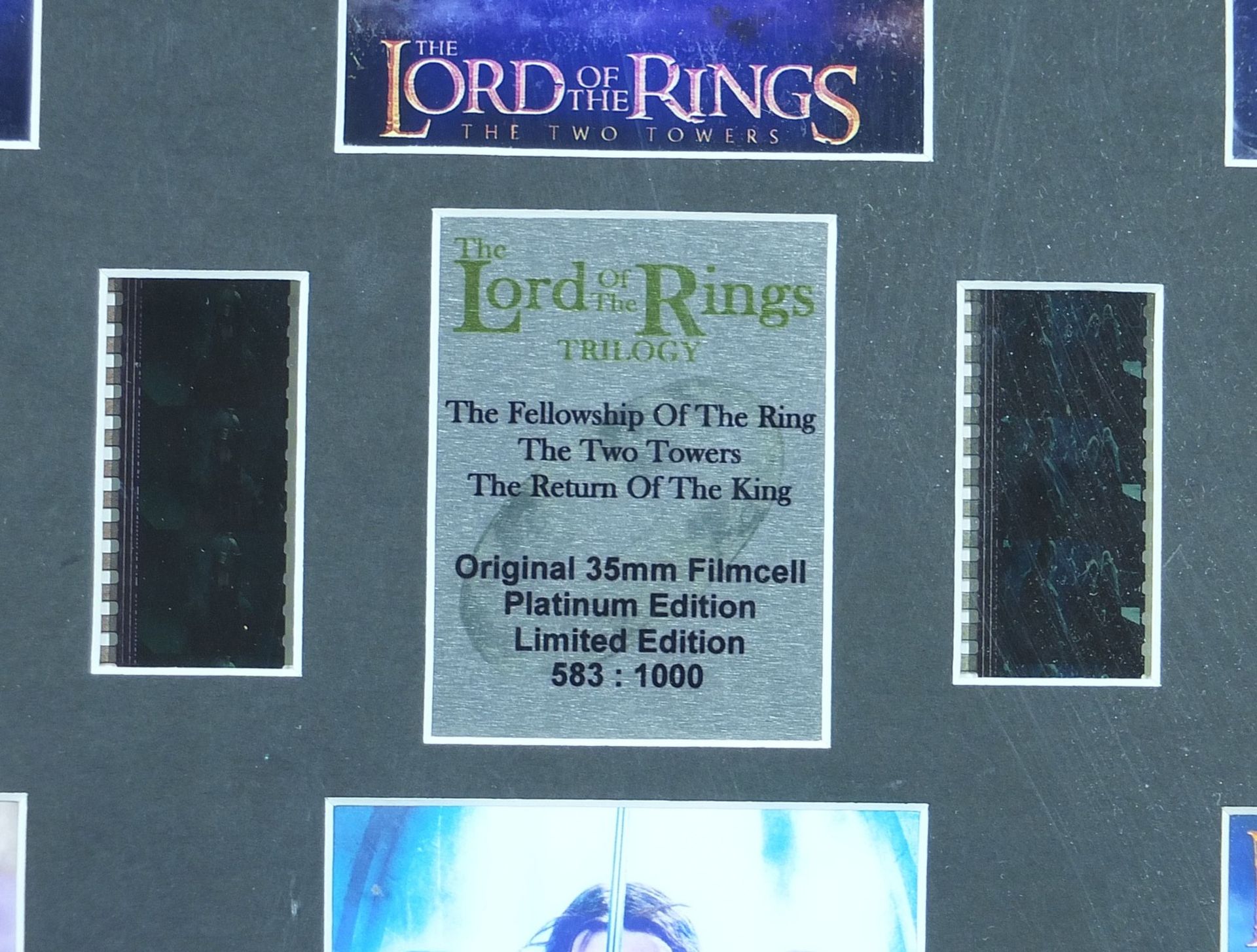 Lord of the Rings trilogy filmcell display, limited edition 583/1000, certificate of authenticity - Image 3 of 5