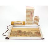 Chinese silk wall hanging scroll, 180cm x 16.5cm : For Further Condition Reports Please Visit Our