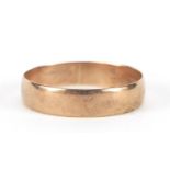 Edwardian 9ct rose gold wedding band, Birmingham 1908, size S, 1.6g : For Further Condition