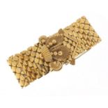 Large 9ct gold belt and buckle design bracelet with floral basket design clasp, S & SLD maker's
