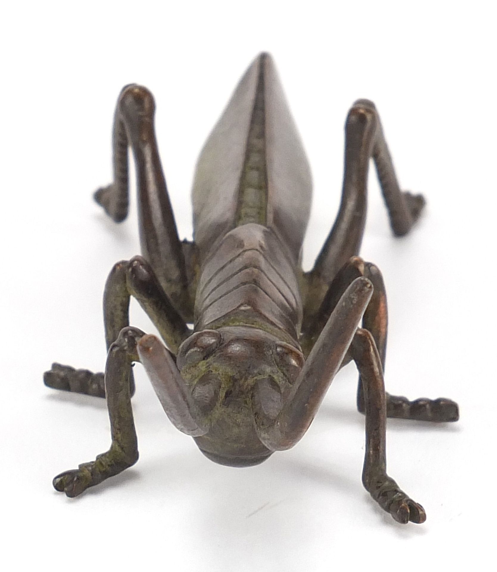 Large Japanese patinated bronze locust, 11cm in length : For Further Condition Reports Please - Bild 2 aus 7