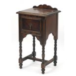 Mahogany side table with drawer and bobbin turned legs, 76cm H x 41cm W x 38cm D : For Further