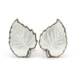 David Andersen, Pair of Norwegian silver and white enamel clip on leaf earrings, 2cm high, 4.7g :