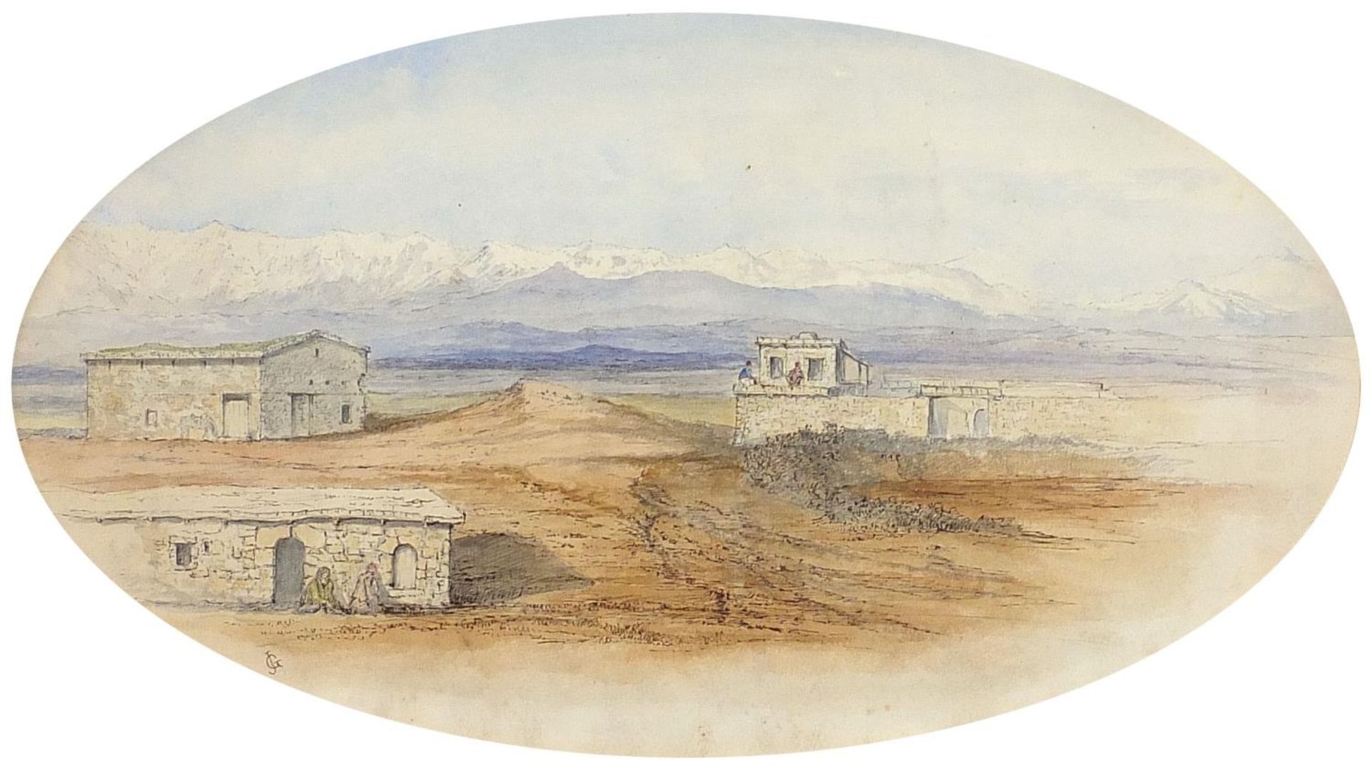 Sir John Gilbert RA - Distant view of Tarsus and Haggi Bozan Farm, two 19th century watercolours, - Image 11 of 24