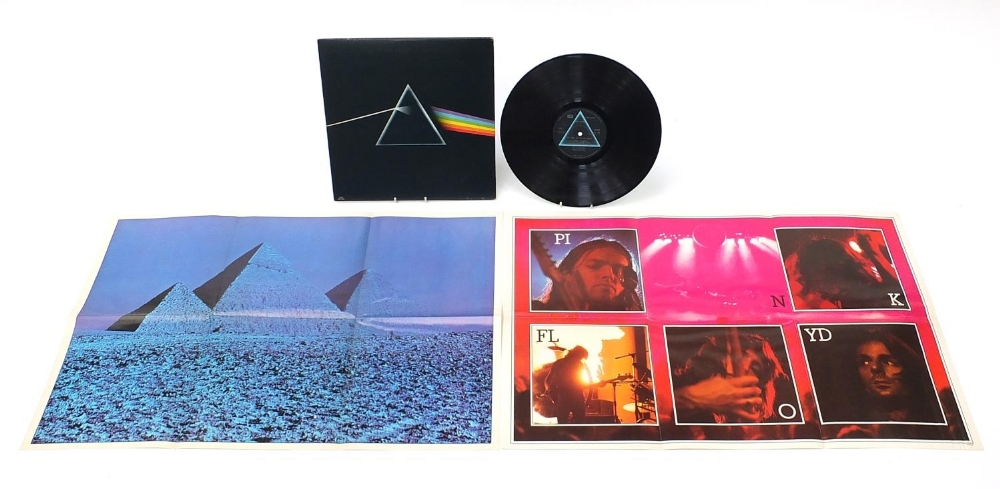 Pink Floyd Dark Side of the Moon vinyl LP with two posters, Harvest Stereo SHVL804 : For Further
