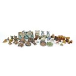 Collection of Wade Whimsies, tortoises, Tom & Jerry figures and fish dishes, the largest 9cm