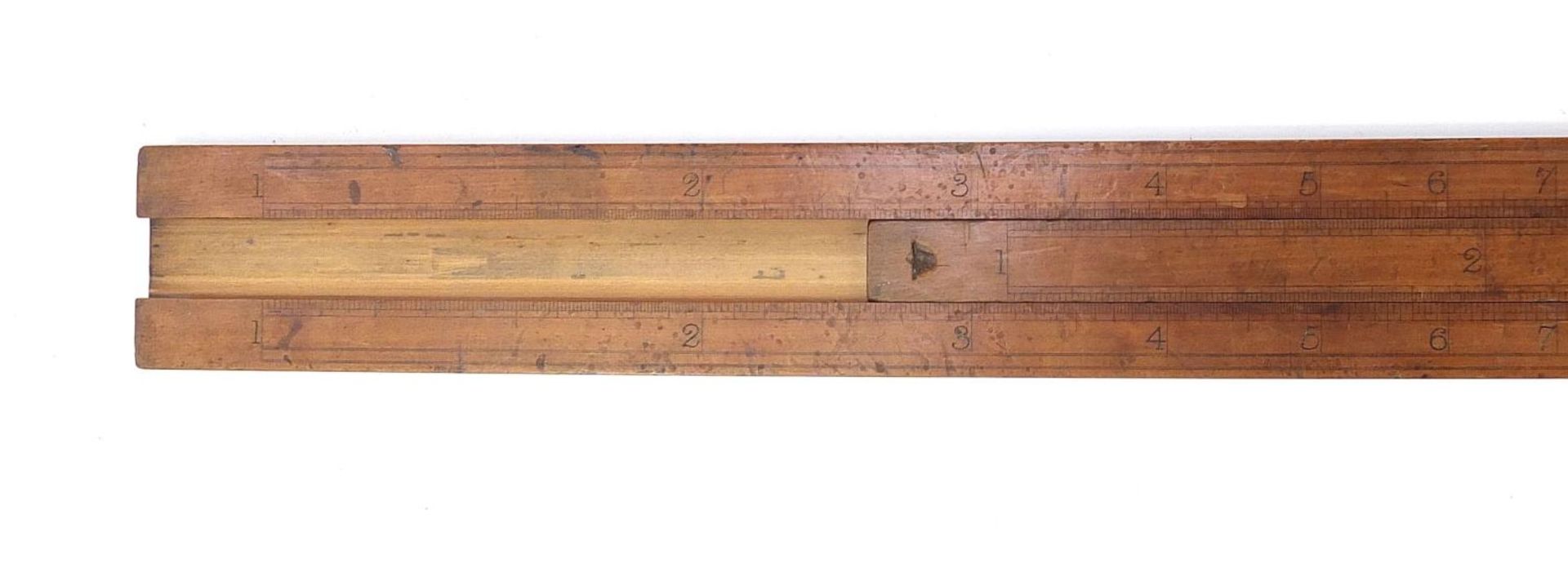 Antique Stanley boxwood three foot sliding rule impressed Stanley Great Turnstile Holborn London, - Image 6 of 14