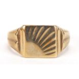 9ct gold signet ring, size R, 6.1g : For Further Condition Reports Please Visit Our Website -