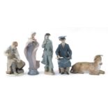Four large Lladro figures and a Daisa 1981 cow, comprising Spanish Policeman no 4889 and Lladro