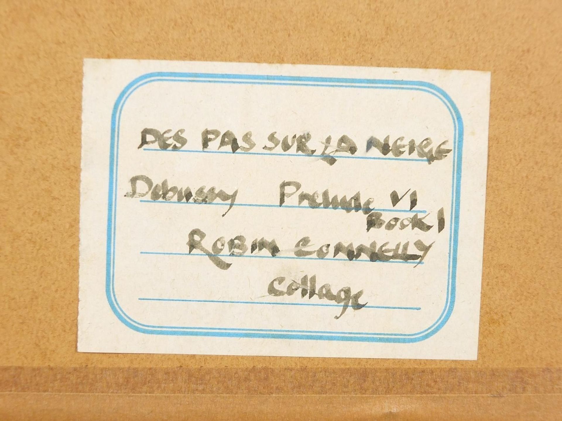 Robin Connelly - Des pas sur la neige, Debussy, collage, label verso, mounted, framed and glazed, - Image 5 of 6