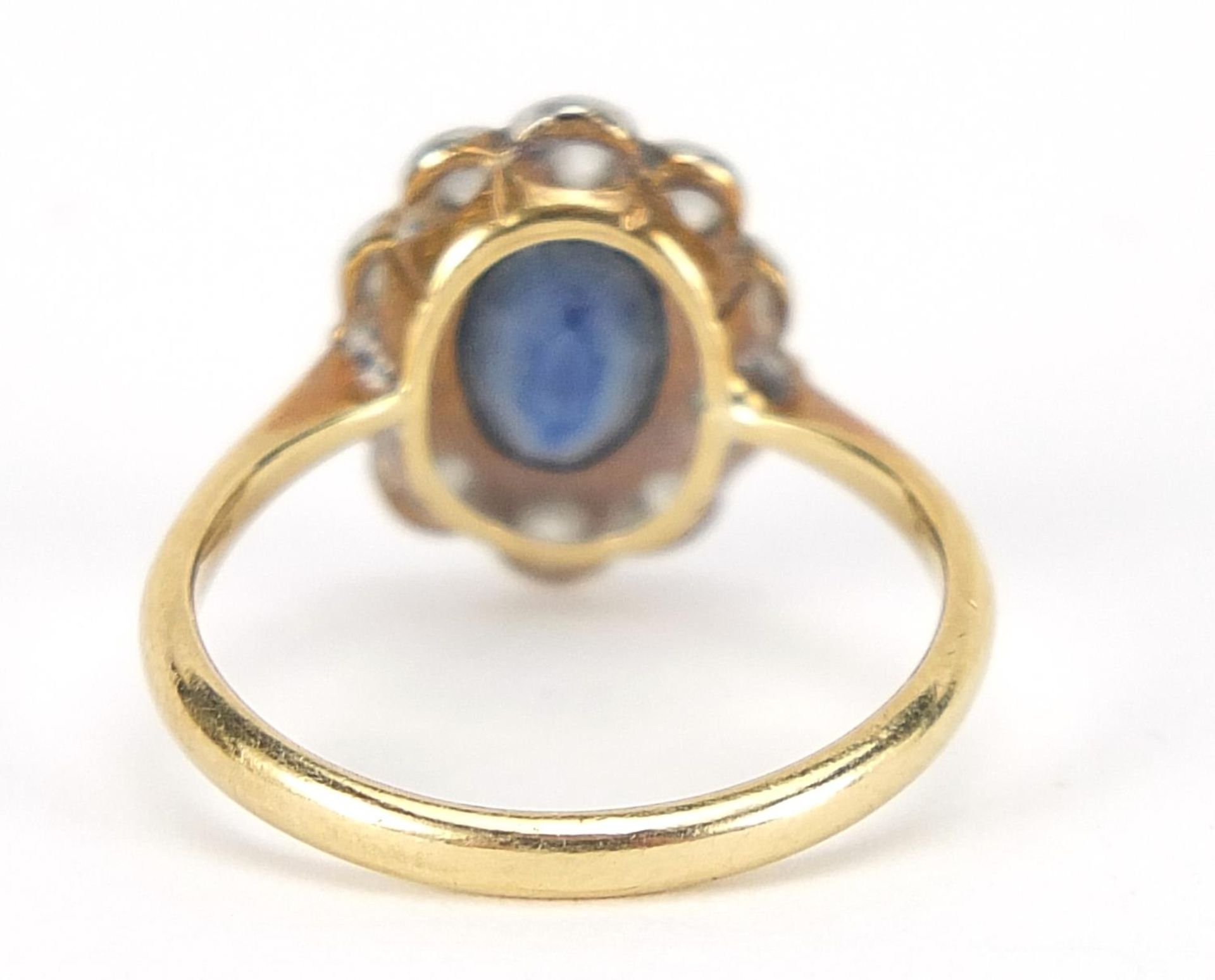 18ct gold and platinum sapphire and diamond ring, size I, 2.3g : For Further Condition Reports - Image 3 of 5