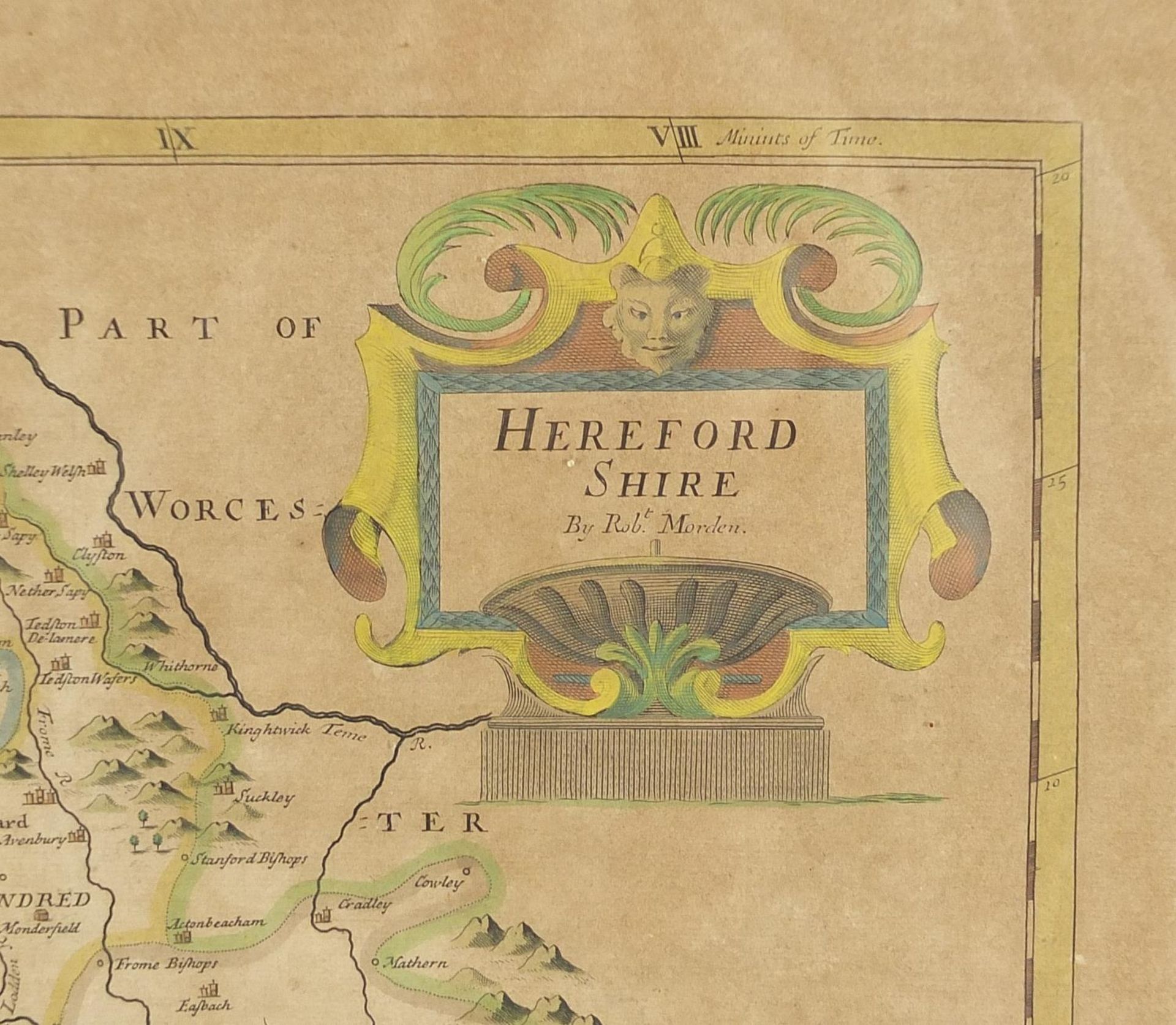 Three 18th century hand coloured maps by Robert Morden comprising Herefordshire, Somersetshire and - Bild 7 aus 24