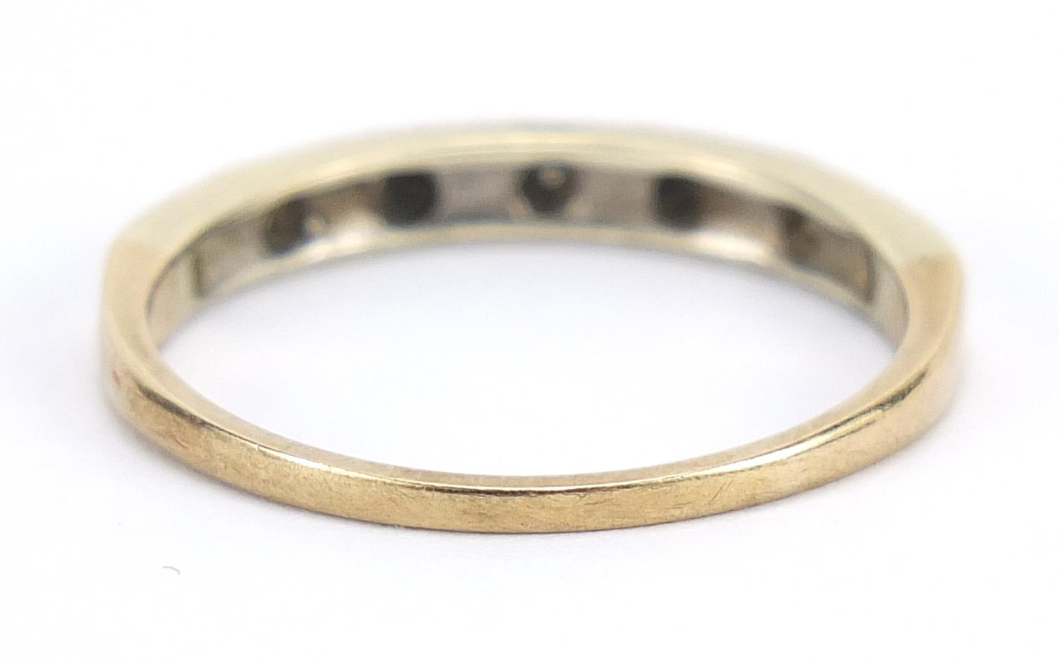 9ct gold diamond and sapphire half eternity ring, size N, 1.6g : For Further Condition Reports - Image 3 of 7