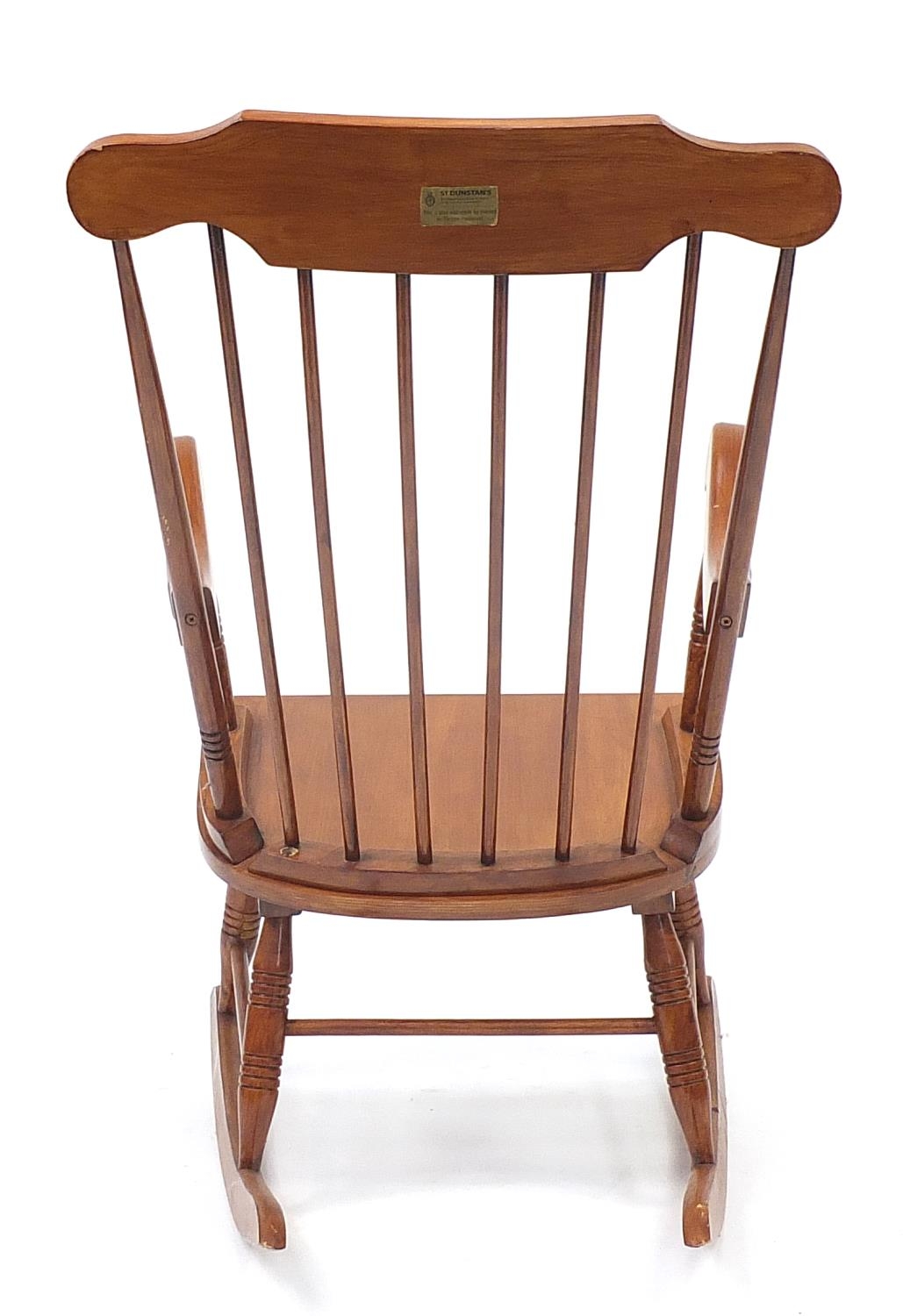 Painted lightwood stickback rocking chair, 103cm high : For Further Condition Reports Please Visit - Image 4 of 5