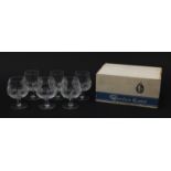 Set of six Waterford Crystal Colleen pattern brandy glasses with box, 13cm high : For Further