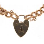 9ct rose gold charm bracelet with love heart padlock, 18cm in length, 26.5g : For Further