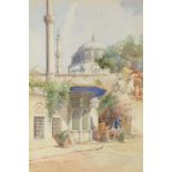Jozef Pavlikevitch 1925 - Istanbul street scene, watercolour, mounted, framed and glazed, 43cm x