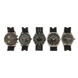 Five gentlemen's diver's automatic wristwatches including Mortima Super Datomatic, Exactima,