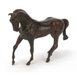 Chinese partially gilt bronze horse, 20.5cm high : For Further Condition Reports Please Visit Our