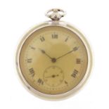 Gentlemen's silver open face pocket watch with subsidiary dial, London import marks, 52mm in