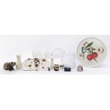 Collectable china and glassware including a Portmeirion plate, Poole badger, Belleek porcelain vases