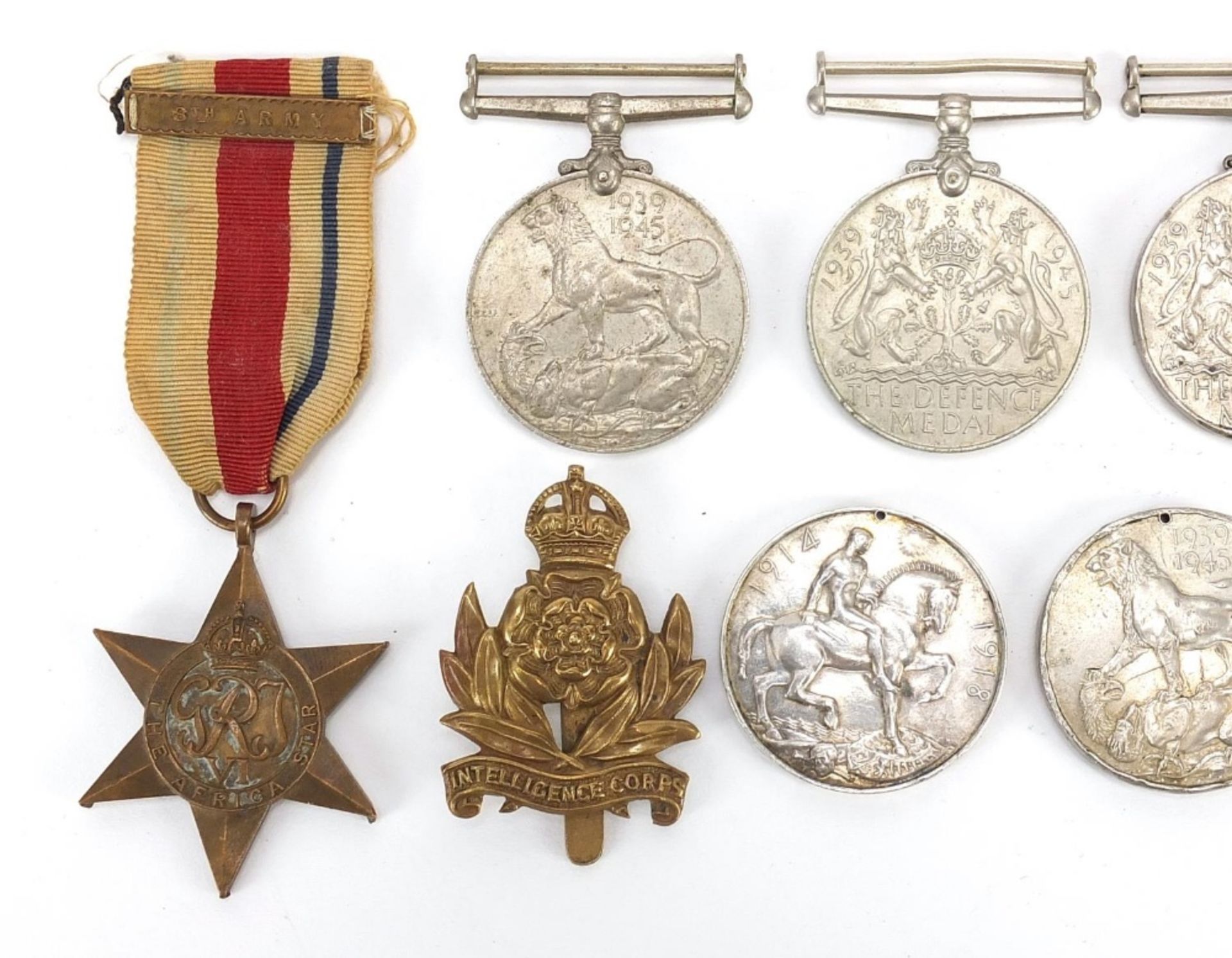 British militaria including four World War II medals, Intelligence Corps cap badge, Elizabeth II - Image 3 of 9