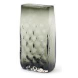 Geoffrey Baxter for Whitefriars, basket weave glass vase in sage green, 26.5cm high : For Further