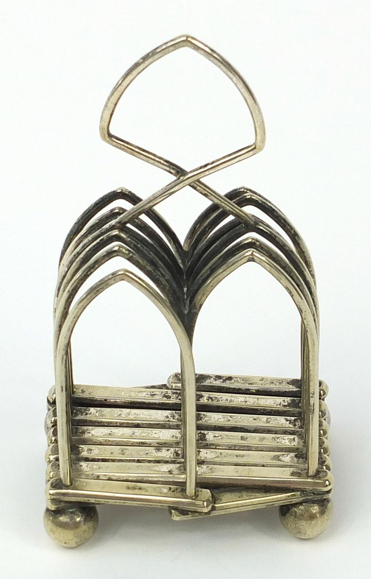 Silver plated concertina toast rack numbered 891, 17.5cm high : For Further Condition Reports Please - Bild 5 aus 6