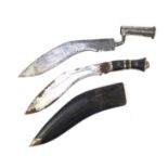 Military interest Kukri knife and a bayonet impressed JS/25, the largest 45.5cm in length : For
