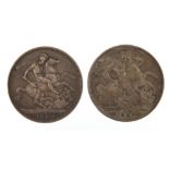 Two Queen Victorian 1889 silver crowns : For Further Condition Reports Please Visit Our Website -