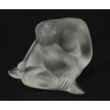 Lalique, French opalescent frosted glass Nu Reve paperweight, 7cm high : For Further Condition